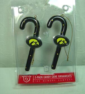 IOWA HAWKEYES CANDY CANE ORNAMENTS-PACK OF 2-FROM THE MEMORY COMPANY